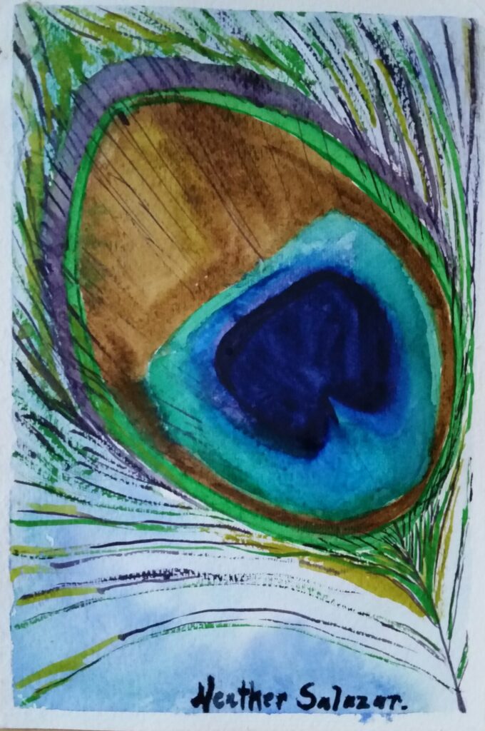 Peacock Feather, Watercolor, Heather Salazar